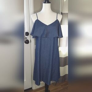 See You Monday Chambray Ruffle Top Dress Sz M EUC